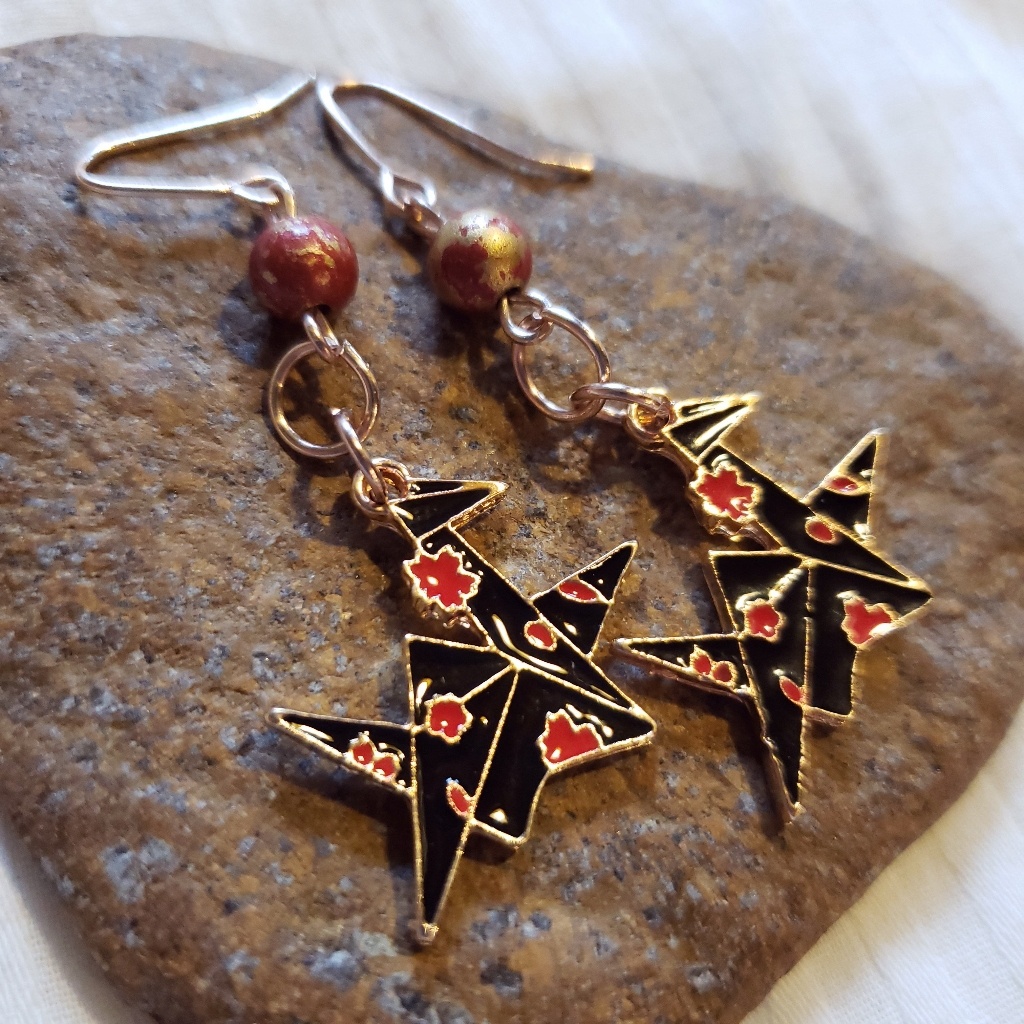 Handmade Japanese Origami Crane Earrings 15$